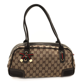 GUCCI Monogram Small Princy Satchel Dark Brown