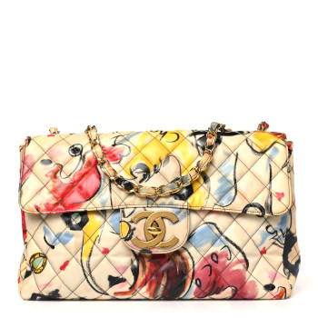 CHANEL Coated Canvas Jumbo XL Hawaii Graffiti Flap Multicolor