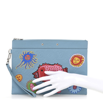 LOUIS VUITTON LV x YK Taurillon Pochette To Go Clutch Blue