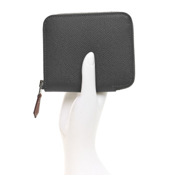 HERMES Epsom Barenia Silk'In Compact Wallet Ardoise Brume