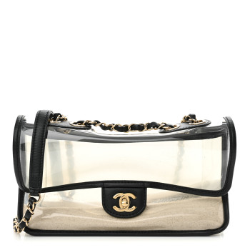 CHANEL Lambskin PVC Medium Sand By The Sea Flap Black