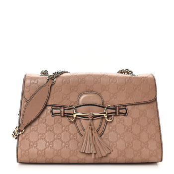 GUCCI Guccissima Medium Emily Chain Shoulder Bag Camelia