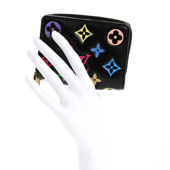 LOUIS VUITTON LV X TM Lambskin Embossed Monogram Multicolor Lou Coussin Wallet Black