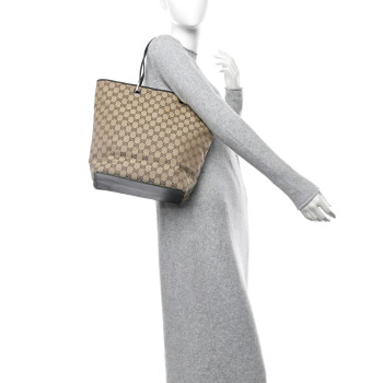 GUCCI Monogram Large Bucket Tote Dark Brown