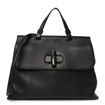 GUCCI Cellarius Calfskin Medium Bamboo Daily Top Handle Bag Black