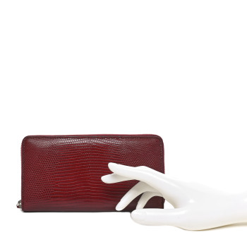 GUCCI Lizard Millenium Zip Around Wallet Bordeaux