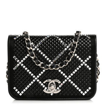 CHANEL Lambskin Crystal Quilted Mini Chain Belt Bag Black