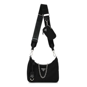 PRADA Nylon Re-Edition 2005 Shoulder Bag Black