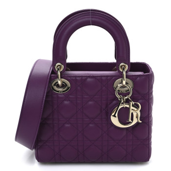 CHRISTIAN DIOR Lambskin Cannage Small My ABCDior Lady Dior Purple