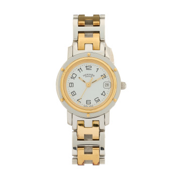 HERMES Stainless Steel 24mm Clipper Quartz Watch Gold
