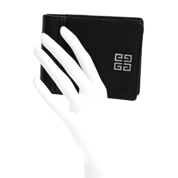 GIVENCHY Nylon Calfskin Logo Bifold Wallet Black