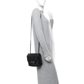 CHANEL Lambskin Quilted Mini Chanel 3 Flap Black