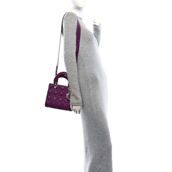 CHRISTIAN DIOR Lambskin Cannage Small My ABCDior Lady Dior Purple