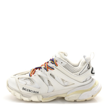 BALENCIAGA Rubber Mesh Fabric Monocolor Recycled Sole Womens Track Sneakers 37 White Multicolor