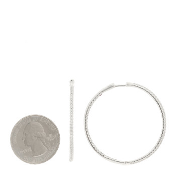 ROBERTO COIN 18K White Gold Diamond 1.34ctw Inside Outside Hoop Earrings