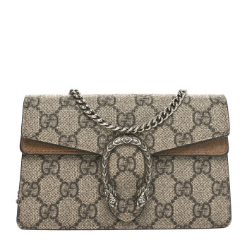 GUCCI GG Supreme Monogram Super Mini Dionysus Shoulder Bag Taupe
