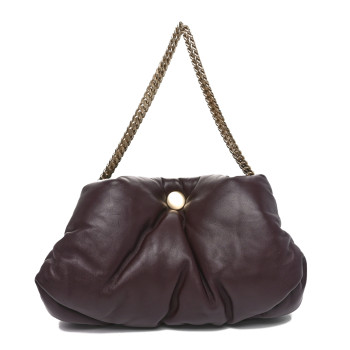 PROENZA SCHOULER Lambskin Puffy Tobo Chain Shoulder Bag Chocolate
