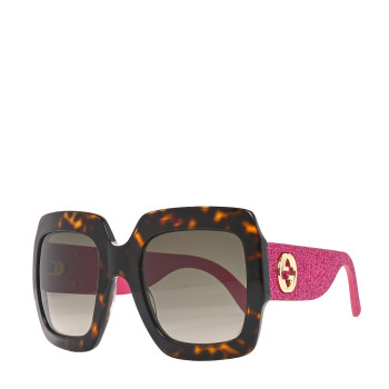 GUCCI Square Frame GG0102S Sunglasses Glitter Pink Multi