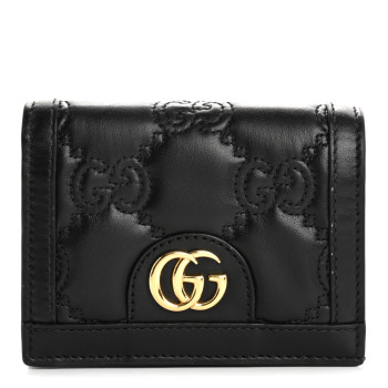 GUCCI Calfskin GG Matelasse Card Case Wallet Black
