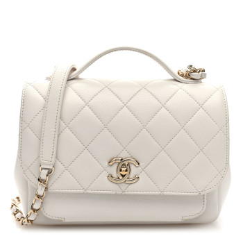 CHANEL Caviar Quilted Medium Business Affinity Flap White