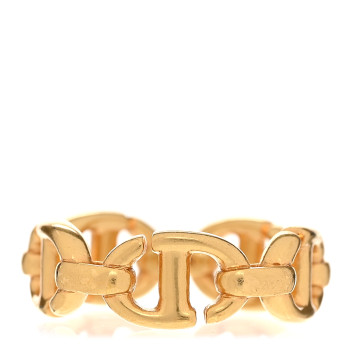 CHRISTIAN DIOR Metal CD Navy Ring M Gold
