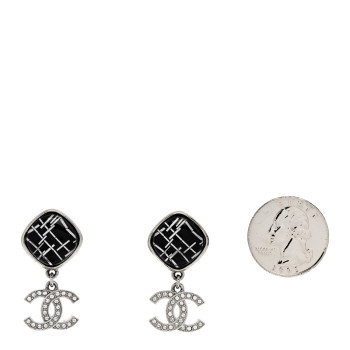 CHANEL CC Drop Earrings Ruthenium Black
