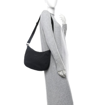 GUCCI Monogram Medium Half Moon Hobo Black