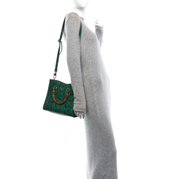 GUCCI Snakeskin Small Diana Tote Bag Green