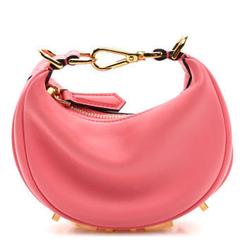 FENDI Vitello Grace New Matte Nano Fendigraphy Hobo Charm Pink Dalia
