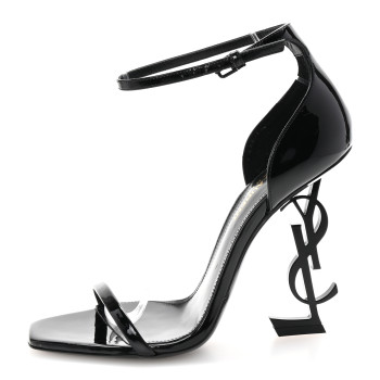 SAINT LAURENT Patent Calfskin Opyum 110 Sandals 37 Black
