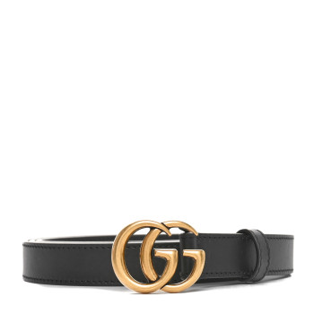 GUCCI Calfskin Double G 20mm Belt 105 42 Black
