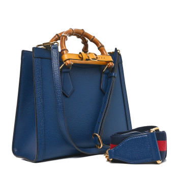 GUCCI Textured Dollar Calfskin Web Small Diana Tote Bag Royal Crop