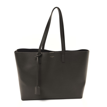 SAINT LAURENT Calfskin Large Shopping Tote Earth