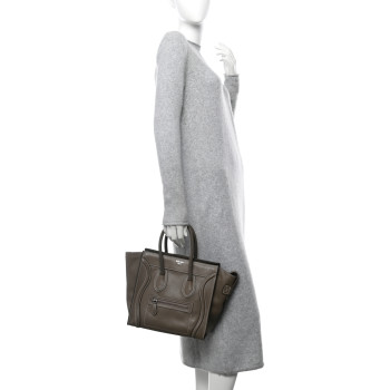 CELINE Drummed Calfskin Micro Luggage Souris