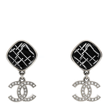 CHANEL CC Drop Earrings Ruthenium Black