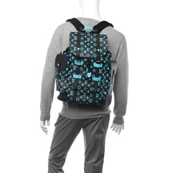 LOUIS VUITTON Monogram Playground Christopher MM Backpack Black Blue