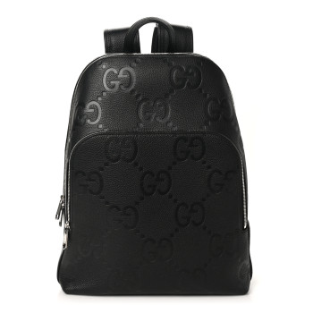 GUCCI Calfskin Jumbo GG Embossed Large Backpack Black