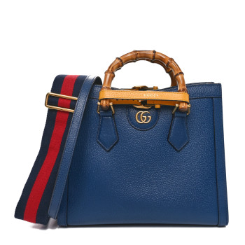 GUCCI Textured Dollar Calfskin Web Small Diana Tote Bag Royal Crop