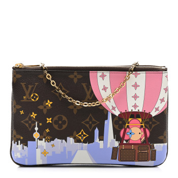 LOUIS VUITTON Monogram 2019 Christmas Animation Double Zip Pochette