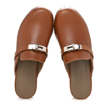 HERMES Heritage Calfskin Carlotta Mules 35 Naturel
