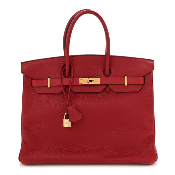 HERMES Taurillon Clemence Birkin 35 Rouge Vif