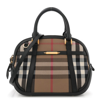 BURBERRY Bridle Calfskin House Check Small Orchard Bowling Bag Black