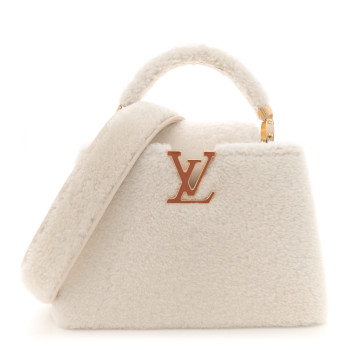 LOUIS VUITTON Shearling Calfskin Capucines BB White