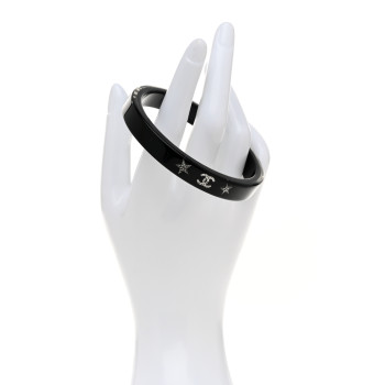 CHANEL Resin Crystal CC Star Bangle Bracelet Black
