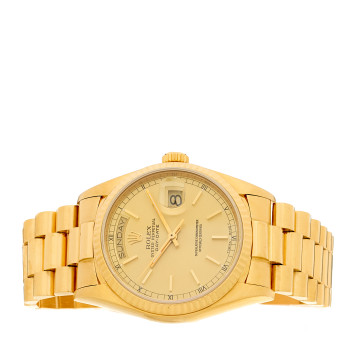 ROLEX 18K Yellow Gold 36mm Oyster Perpetual Day-Date President Watch Champagne 18038