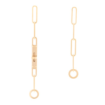 HERMES 18K Yellow Gold TPM Kelly Chaine Earrings