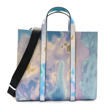 FENDI Fabric Jacquard FF Tie Dye Sunset Large Shopping Tote  Light Blue Black