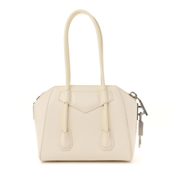 GIVENCHY Box Calfskin Mini Lock Antigona Shoulder Bag Ivory
