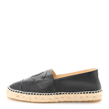 CHANEL Lambskin CC Espadrilles 38 Black