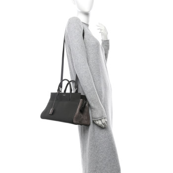 SAINT LAURENT Grained Calfskin Small Cabas Rive Gauche Dark Anthracite